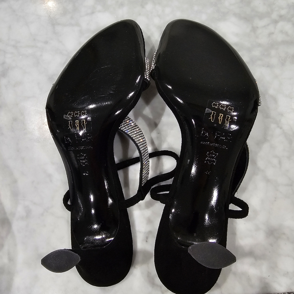 NIB BY FAR Black Suede and Crystal Strappy Slingback Heels EU‎ 40 - Picture 9 of 9